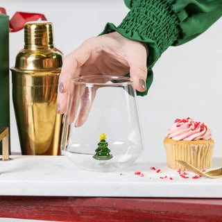 Christmas Tree Stemless Wine Glass 12oz