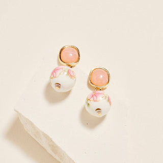 Ceramic Pattern Printed Bead Drop Earrings