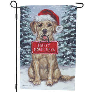 Yellow Lab Happy Howlidays Garden Flag