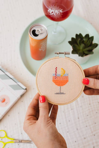Aperol Cocktail Beginner Counted Cross Stitch Kit
