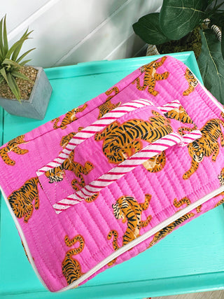 Tiger Quilted Makeup Bag