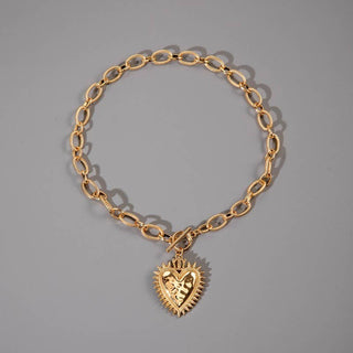 Spiked Heart Chunky Chain Necklace