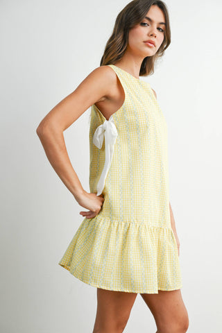 Side-Tie Gingham Dress