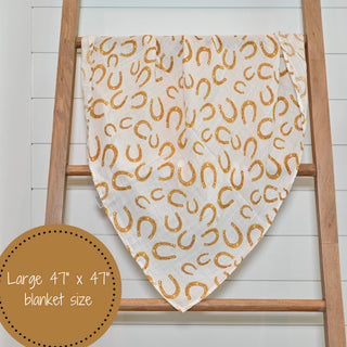 Baby Muslin Lucky Horseshoe Swaddle Blanket