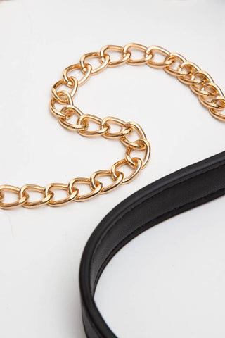 Gold chain belt on a white background