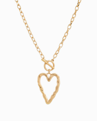 Large Hammered Heart Toggle Necklace