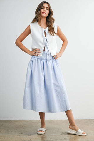 Checkered Ruffled High-Waist Skirt
