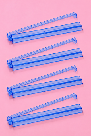 Blue Acrylic Mahjong Tile Racks with Pushers Set