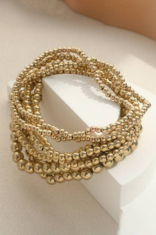 7pcs/Set Beaded Luxury Bracelet Gold