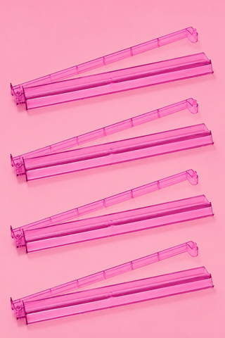 Pink Acrylic Mahjong Tile Racks with Pushers Set