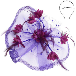Floral Feathered Sinamay Mesh Fascinator
