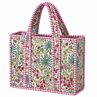 Mini Pink Multicolor Floral Quilted Tote Bag