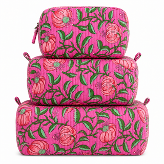 Pink Blossom Quilted Cosmetic Bags