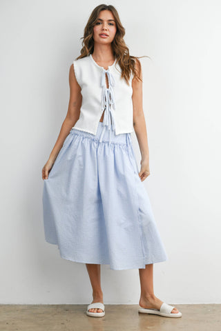 Checkered Ruffled High-Waist Skirt