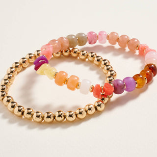 Mixed Marble Ombre Beaded Stretch Bracelet Set