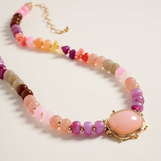 Mixed Marbled  17" Ombre Beaded Pendant Necklace
