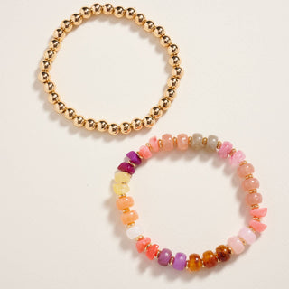 Mixed Marble Ombre Beaded Stretch Bracelet Set
