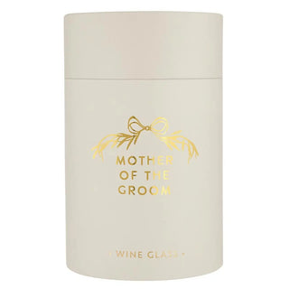 White container with gold text and design on a white background