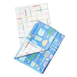 Blue Mable Tan Chef Double Duty Reversible Towel