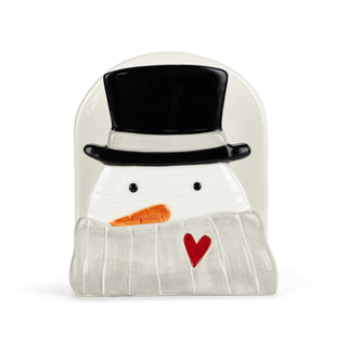 Snowman Red Heart Ceramic Napkin Holder