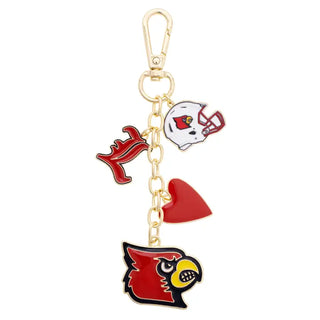 Louisville Cardinals Heart Cluster Bag Charm