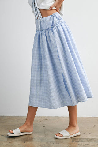 Checkered Ruffled High-Waist Skirt