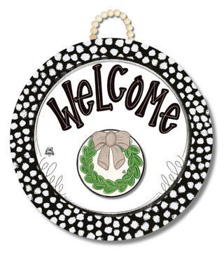 Black and White Dot Welcome Doorhanger