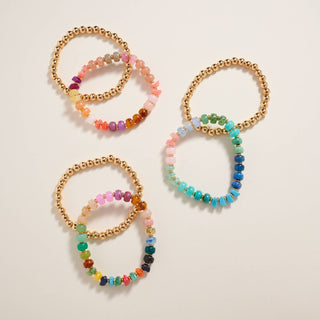 Mixed Marble Ombre Beaded Stretch Bracelet Set