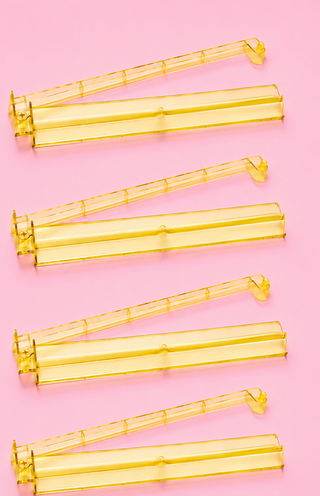 Yellow Acrylic Mahjong Tile Racks with Pushers Set