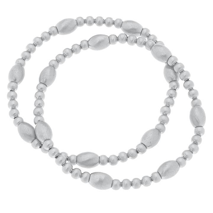 Silver Mix Metal Beaded Bracelets