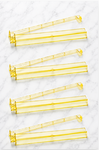 Yellow Acrylic Mahjong Tile Racks with Pushers Set
