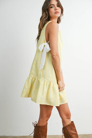 Side-Tie Gingham Dress