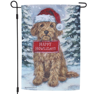 Labradoodle Happy Howlidays Garden Flag