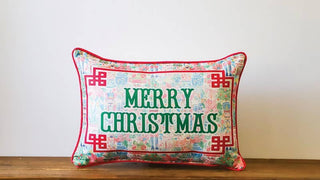 Lilly Nutcracker Merry Christmas Piped Pillow
