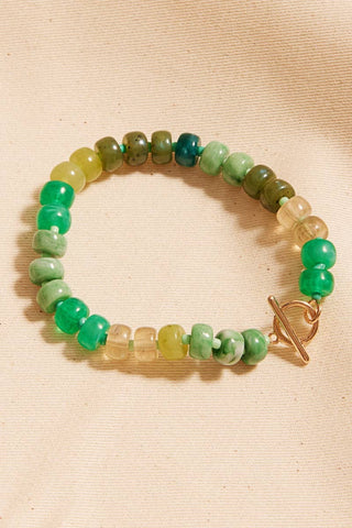 Flat Round Resin Bead Ombre Mixed Stretch Bracelet