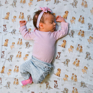 Baby Muslin Woof Woof Swaddle Blanket