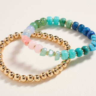 Mixed Marble Ombre Beaded Stretch Bracelet Set