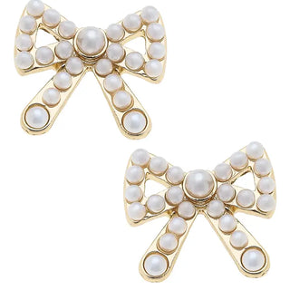 Dawn Pearl Studded Bow Stud Earrings