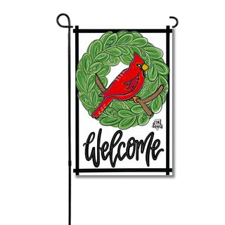 Cardinal Wreath Garden Flag