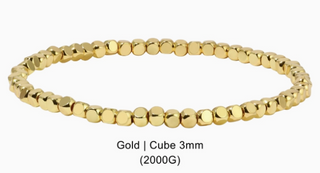 Gold beaded bracelet with cube 3mm design