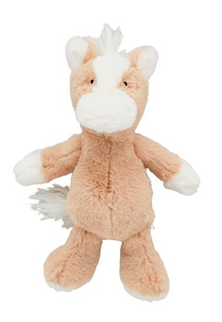 Plush toy horse on a white background
