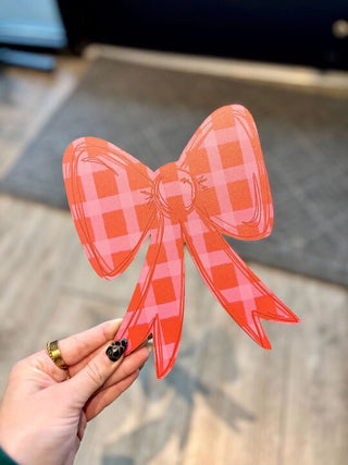 Pink & Red Bow Attachment 8"