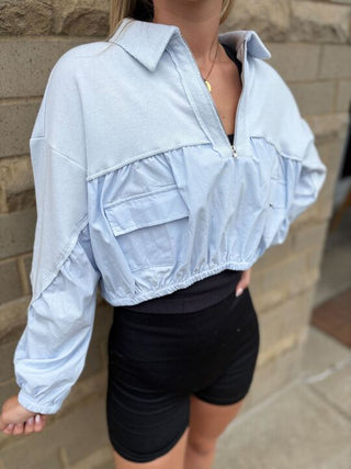 Blue Linen Pullover