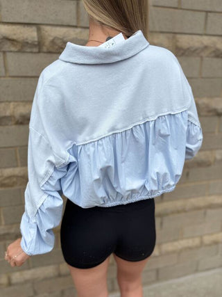 Blue Linen Pullover