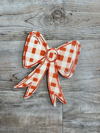 Orange Gingham Bow Attachment 8"