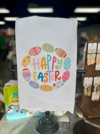 Happy Easter Wreath Scallop Towel