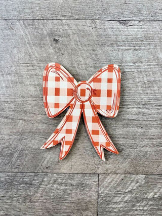 Orange Gingham Bow Attachment 5"