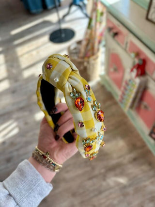 Yellow Plaid Easter Charm Headband