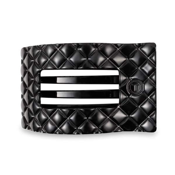Jet Black Quilted Large Flat Rectangle Hair Clip – Darling  display picture 3
