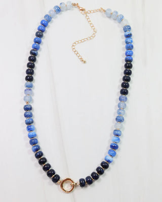 Tiara Beaded Charm Necklace Blue
